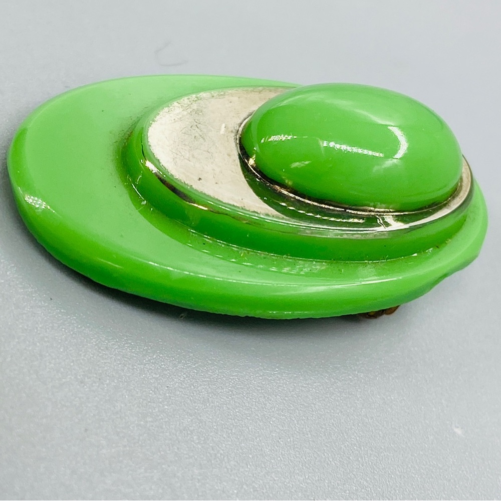 Vintage Art Deco Poured Glass Dress Clip Pin - Picture 9 of 15